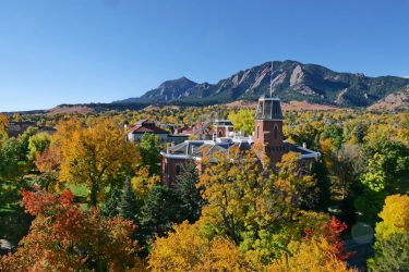 Autumn colors paint the campus at the University of Colorado Boulder. (Photo by Casey A. Cass/University of Colorado)